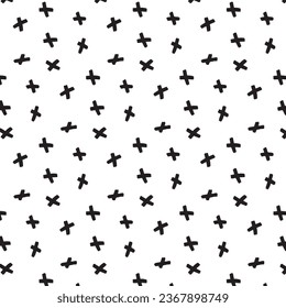Black cross print on a transparent background, seamless print on a transparent background for design. Vector