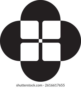 A black cross with rounded edges vector logo