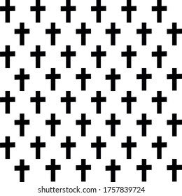 Black cross seamless pattern. Line vector illustration. 