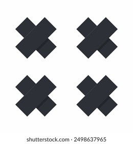 Black cross shape nipple covers vector cartoon illustration isolated on a white background.