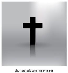 Black Cross sign for Ash Wednesday with reflection