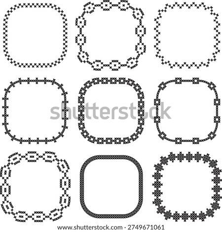 black cross stitch rounded square frames
