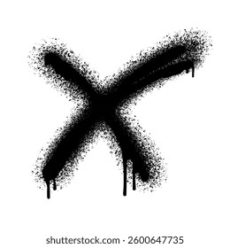 Black cross symbol created with a spray paint effect, featuring a rough, grungy texture and dripping. for urban designs, street art concepts, graphic design elements, and creative backgrounds.Vector
