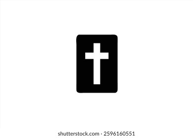 A black cross symbol is displayed on a clean white background. This minimalist design emphasizes the spiritual significance of the cross, making it suitable for various contexts.