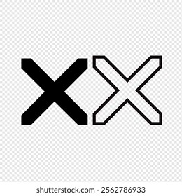 black cross vector icon x. The black sign is wrong. Yes singing. There is no wrong symbol.