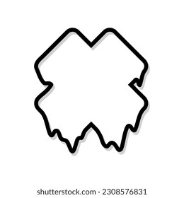 Forma de cruz negra o de línea X. Estilo de forma universal de moda con efecto líquido. Icono de línea geométrica Memphis cyberpunk. Ilustración del vector aislada en fondo blanco