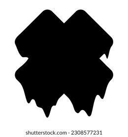Schwarzes Kreuz oder X-Form. Universeller modischer Formstil mit flüssigem Effekt. Geometrisches Symbol für Cyberpunk-Memphis Vektorgrafik einzeln auf weißem Hintergrund.