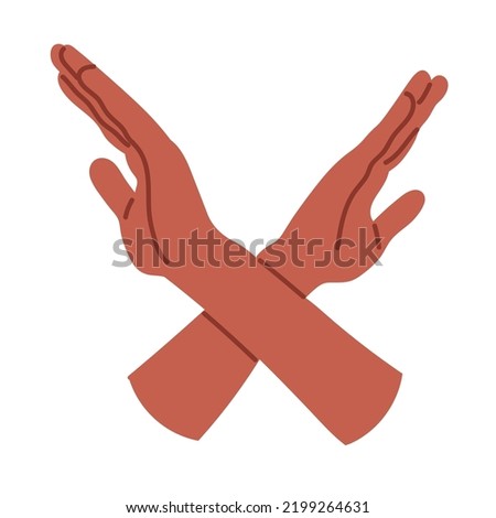 Black Crossed arms. Flat vector illustration isolated on white background