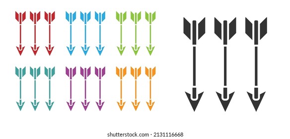 Schwarz Überkreuzte Pfeile Symbol einzeln auf weißem Hintergrund. Stellen Sie die Symbole bunt ein. Vektorgrafik
