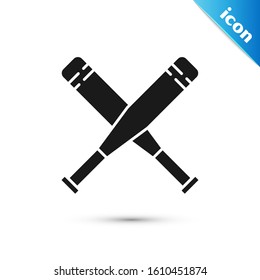 Black Crossed baseball bat icon isolated on white background.  Vector Illustration