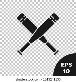 Black Crossed baseball bat icon isolated on transparent background.  Vector Illustration