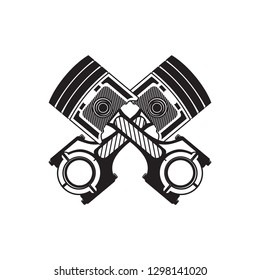 black crossed car motor piston engine logo design for automotive or car club