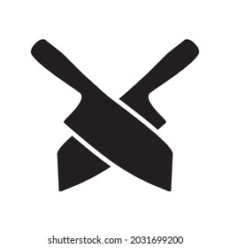 Black crossed kitchen knife vector logo design