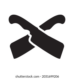 Black crossed kitchen knife vector logo design