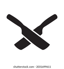 Black crossed kitchen knife vector logo design