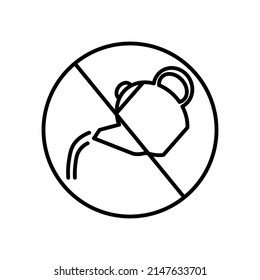 Black crossed out teapot. Cross symbol. Check mark icon. Vector illustration. stock image. 