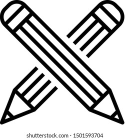 Black Crossed pencil icon isolated on white background. Education sign. Drawing and educational tools. School office symbol.  Vector Illustration