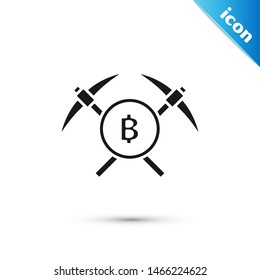 Black Crossed pickaxe icon isolated on white background. Blockchain technology, cryptocurrency mining, bitcoin, altcoins, digital money market.  Vector Illustration
