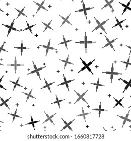 Black Crossed rolling pins icon isolated seamless pattern on white background. Kitchen utensils and equipment.  Vector Illustration