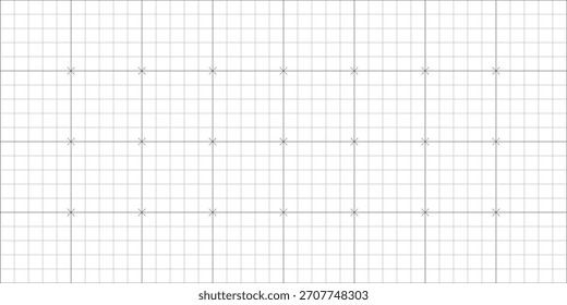 Cruces negras y textura de cuadrícula de líneas sobre fondo blanco. Fondo de la cuadrícula científica de la FUI. Hoja en blanco de cuaderno matemático o tecnológico.