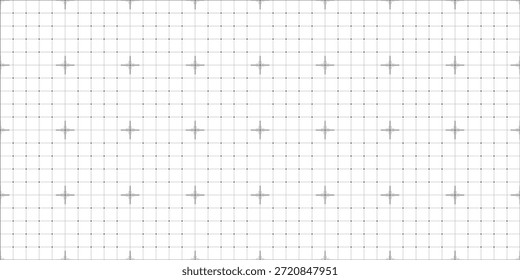 Cruces negras y textura de cuadrícula de líneas sobre fondo blanco. Fondo de la cuadrícula científica de la FUI. Hoja en blanco de cuaderno matemático o tecnológico.