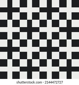 Black crosses on a white background and white crosses on a black background. A vector from a checkerboard pattern where there are crosses on tiles in a checkerboard pattern.
