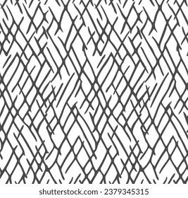 Black crosshatch texture, hand drawn seamless pattern for grunge, natural style. Ink drawing vector tile.