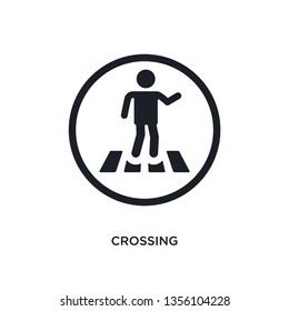 black crossing isolated vector icon. simple element illustration from traffic signs concept vector icons. crossing editable logo symbol design on white background. can be use for web and mobile