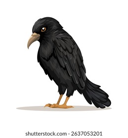 Black Crow Bird Cartoon Illustration Vector