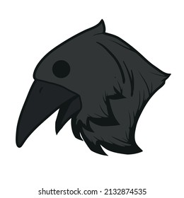 Black Crow Head With Hand Draw Style Vector Illustration
