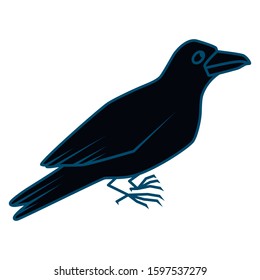 Black Crow. Icon. Vector illustration.
