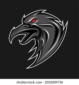 logotipo vectorial de ilustración de crow negro