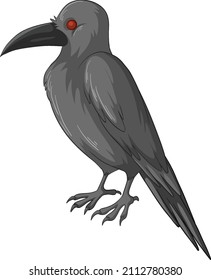 Black crow isolated on white background illustration