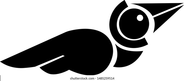 Black Crow Logo. Raven art vector illustration.