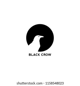 Black Crow Logo Template. Raven Vector Design. Bird Illustration