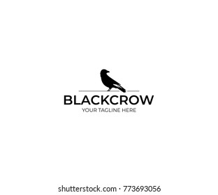 Black Crow Logo Template. Raven Vector Design. Bird Illustration