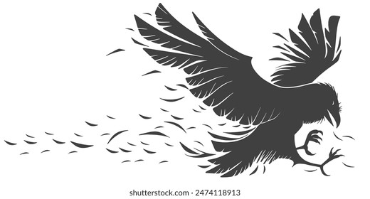 Black crow silhouette vector eps