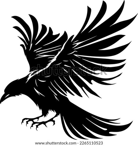 Black crow silhouette, vector illustration