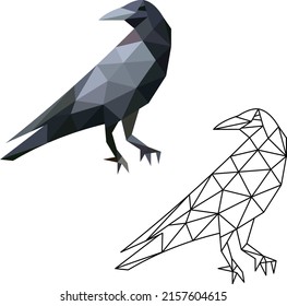 black crow from triangles, flat style