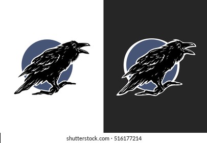 Black Crow, Two Options. Symbol, Logo.