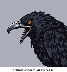 Black Crow Vector Art Illustration