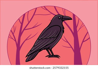 Black Crow Vector Illustration Design