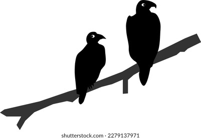 Black crow vector illustration. Halloween animals decoration.
