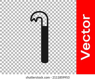 Black Crowbar icon isolated on transparent background.  Vector Illustration
