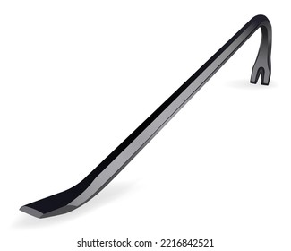 Black Crowbar. Jemmy. Wrecking Bar Isolated on White Background