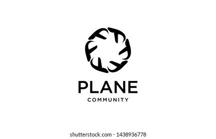 Black Crowd Plane Community Logo Design Inspiration