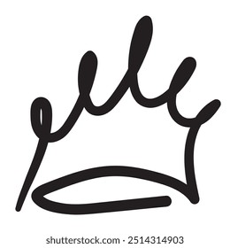 Schwarze Kronen-Doodle-Elemente einzeln auf weißem Hintergrund. Satz von skizzenhaften Kronen, Vektorgrafik. Handgezeichnete Imitation