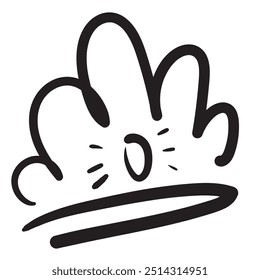 Schwarze Kronen-Doodle-Elemente einzeln auf weißem Hintergrund. Satz von skizzenhaften Kronen, Vektorgrafik. Handgezeichnete Imitation