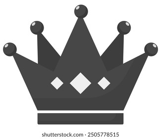 Black crown flat icon vector isolated on white background.