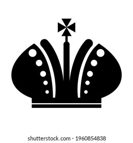 Black crown flat style isolated on a white background. Vector stock illustration for card